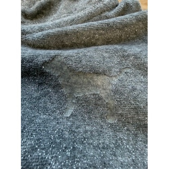 VTG"PINK" Victorias Secret Grey Metallic Sequin Heart Full Zip Hoodie Medium Y2K - Picture 8 of 16